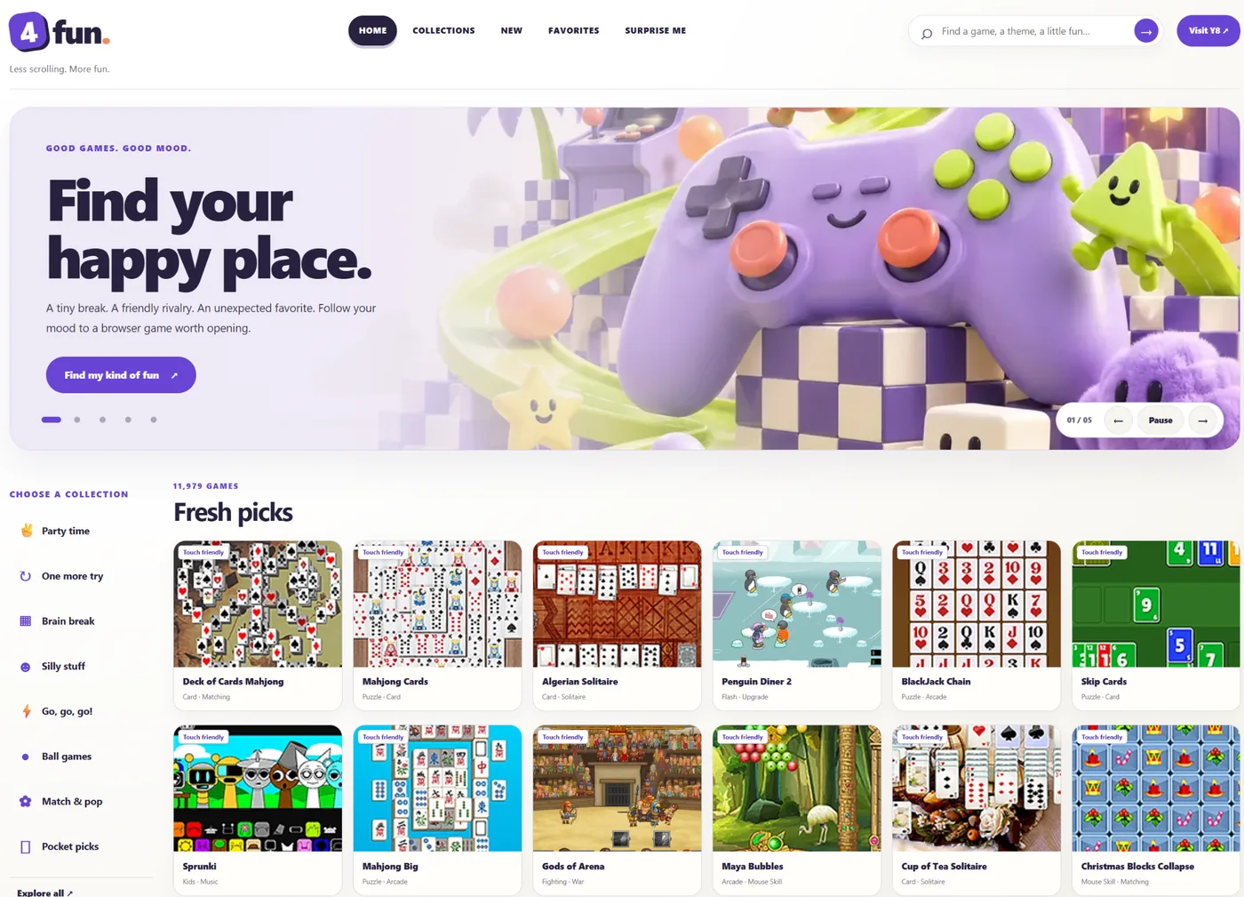 Screenshot of the 4FUN homepage